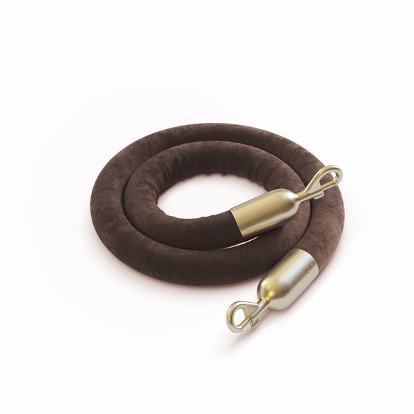 Montour Line Velvet Rope Brown With Satin Brass Snap Ends 10ft.Cotton Core HDVL510Rope-100-TN-SE-SB